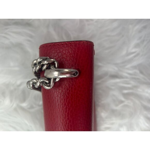 Gucci Red Leather Dionysus Shoulder Bag With Chain Strap & Embellished Tiger Hea - Picture 5 of 16